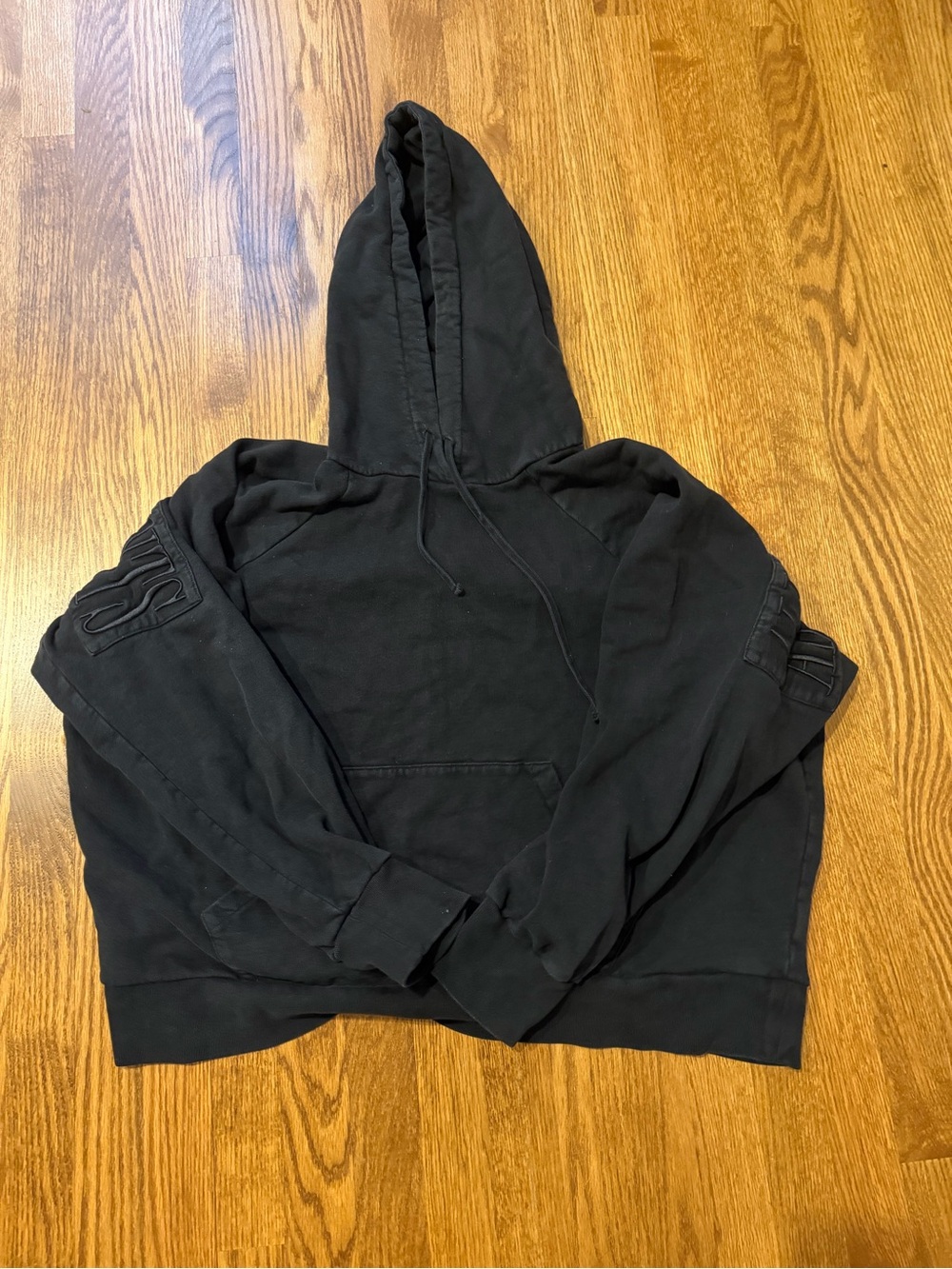 All Saints Black Pullover Hoodie Sweater